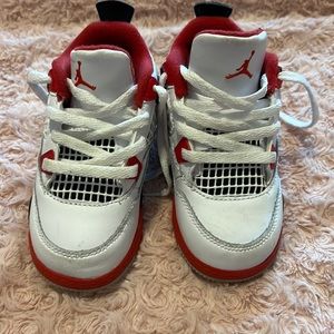 Toddler Jordan red white and blk